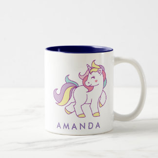 Cute Magical Unicorn Pastel colour Personalized Two-Tone Coffee Mug