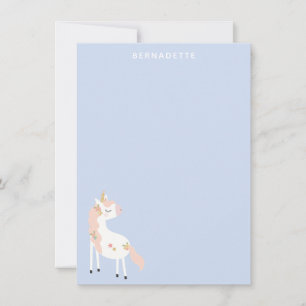 Cute Magical Unicorn Pastel Pink Purple Gold Name Thank You Card