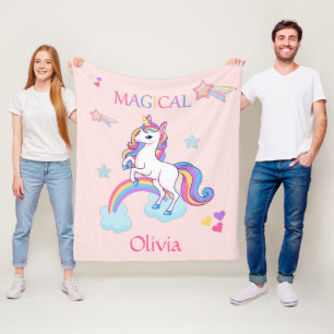 Cute Magical Unicorn Personalized Fleece Blanket