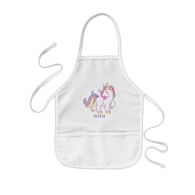 Cute Magical Unicorn Personalized Kids Apron (Front)
