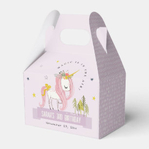 Cute Magical Unicorn Purple Lilac Kids Birthday Favor Box