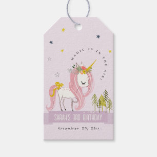 Cute Magical Unicorn Purple Lilac Kids Birthday Gift Tags