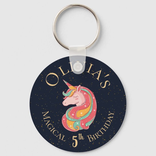 Cute Magical Unicorn Sparkle Birthday Party Favour Keychain (Front)