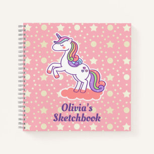 Cute Magical Unicorn Star Polka Dot Personalized  Notebook