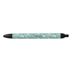 Cute Magical Unicorn w Colourful Hair Personaliz Black Ink Pen