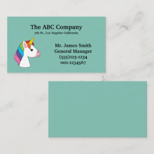 Cute Magical Unicorn w Colourful Hair Personaliz Business Card