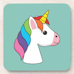 Cute Magical Unicorn with Colourful Hair Coaster
