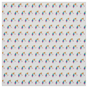 Cute Magical Unicorn with Colourful Hair Fabric