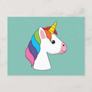 Cute Magical Unicorn with Colourful Hair Holiday Postcard