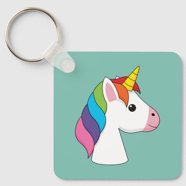 Cute Magical Unicorn with Colourful Hair Keychain (Front)