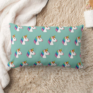 Cute Magical Unicorn with Colourful Hair Lumbar Pillow