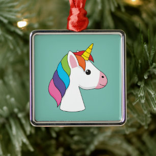 Cute Magical Unicorn with Colourful Hair Metal Ornament