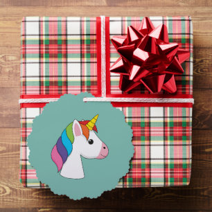 Cute Magical Unicorn with Colourful Hair Ornament Card