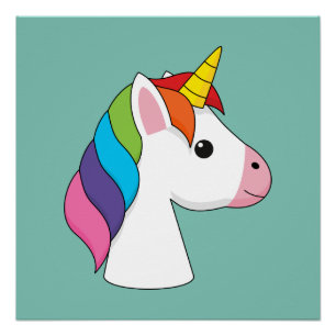 Cute Magical Unicorn with Colourful Hair Poster
