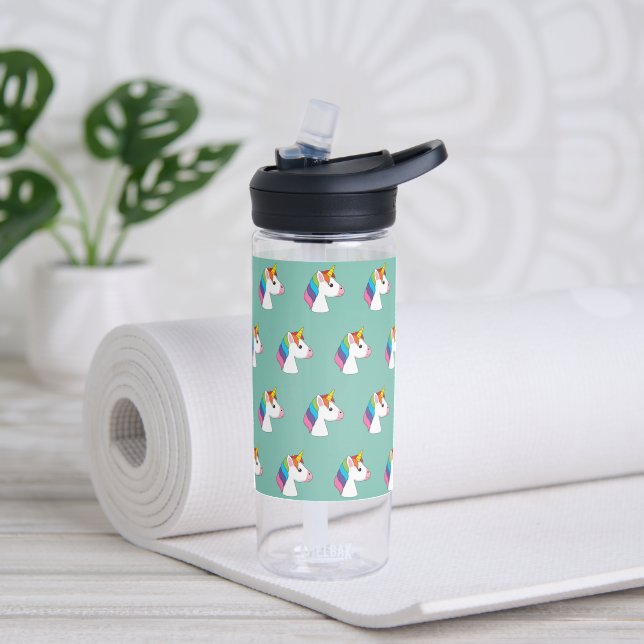 Cute Magical Unicorn with Colourful Hair Water Bottle (Yoga)