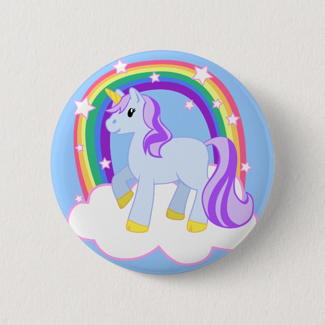 Cute Magical Unicorn with rainbow (Customizable!) 2 Inch Round Button (Front)