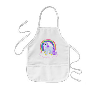 Cute Magical Unicorn with rainbow (Customizable!) Kids Apron