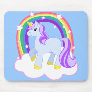 Cute Magical Unicorn with rainbow (Customizable!) Mouse Pad