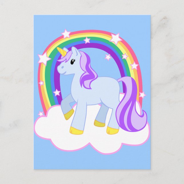 Cute Magical Unicorn with rainbow (Customizable!) Postcard (Front)
