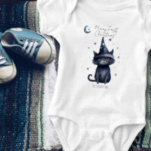 Cute Magical Wizard Black Cat Watercolor Christmas