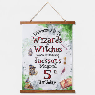 Cute Magical Wizards and Witches Hanging Tapestry