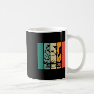 Cute Magnificent Skateboarding Cat Vintage Style D Coffee Mug
