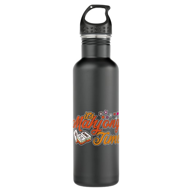 Cute Mahjong Players Its Mahjong Time Mahjong Love 710 Ml Water Bottle (Front)