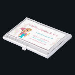 Cute Maid House Pink Glitter Cleaning Service Business Card Holder<br><div class="desc">Cute Pink Glitter Cartoon Duster Maid House Cleaning Service Business Card holder.  Perfect for holding all of your business cards to stay organized and look more professional.  Personalize this with your own name and details to make it your own.</div>
