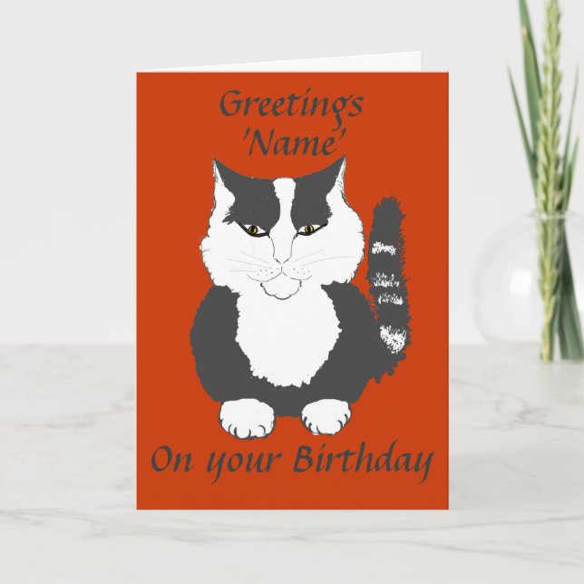 Cute Maine Coon Cat Birthday Card (Front)