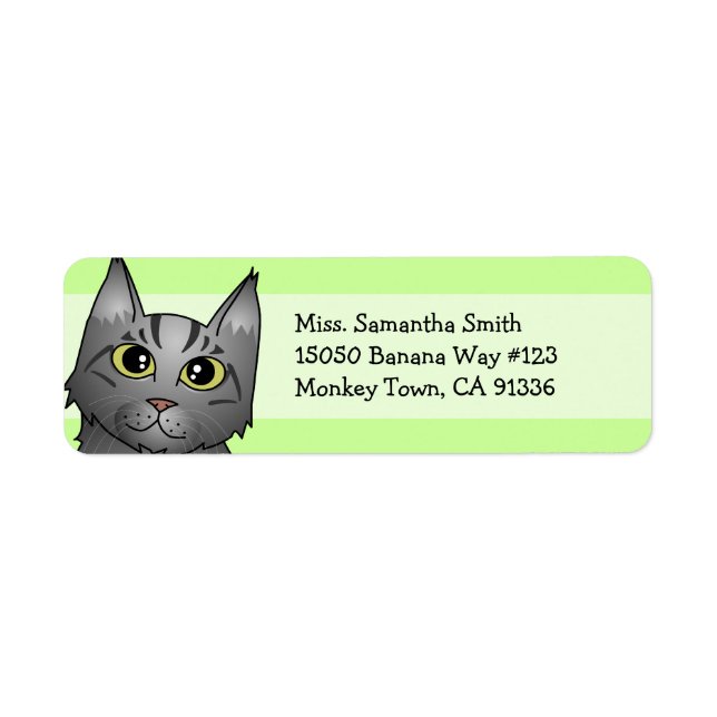 Cute Maine Coon Cat Cartoon - Silver Tabby (Front)