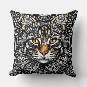 Cute Maine Coon Cat Throw Pillow