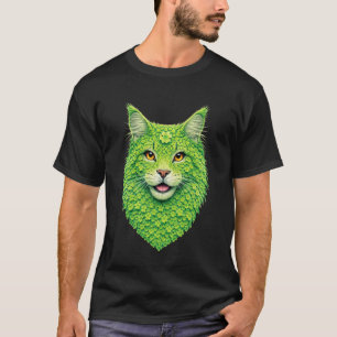 Cute Maine Coon Cat with Shamrocks Art St Patricks T-Shirt