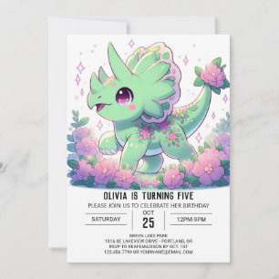 Cute Majestic Dinosaur Digital Birthday Invitation