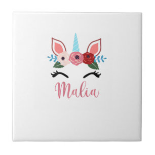 Cute Malia Magical Floral Unicorn For Girls T-Shir Tile