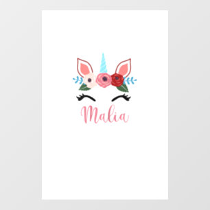 Cute Malia Magical Floral Unicorn For Girls T-Shir Window Cling