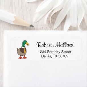 Cute Mallard Duck White Collar Tie Return Address
