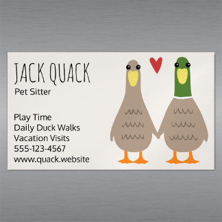 Cute Mallard Ducks Couple Holding Hands | Funny Magnetic Business Card