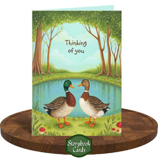Cute Mallard Ducks Forest Pond Scene Friendship Card