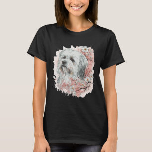 Cute Maltese Cherry Blossom Dog Breed Japanese Sak T-Shirt