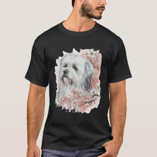 Cute Maltese Cherry Blossom Dog Breed Japanese Sak T-Shirt
