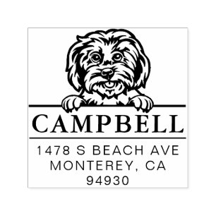 Cute Maltese Custom Dog Address Stamp 