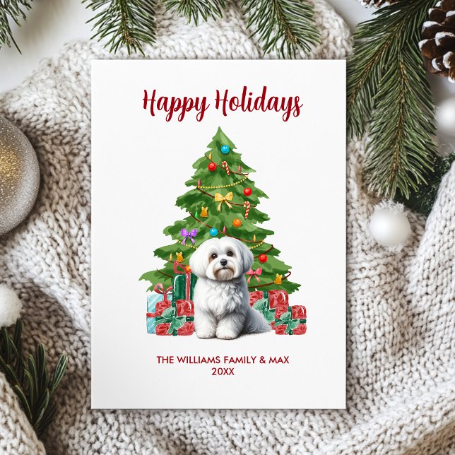 Cute Maltese Dog Family Christmas Holiday Card (Creator Uploaded)