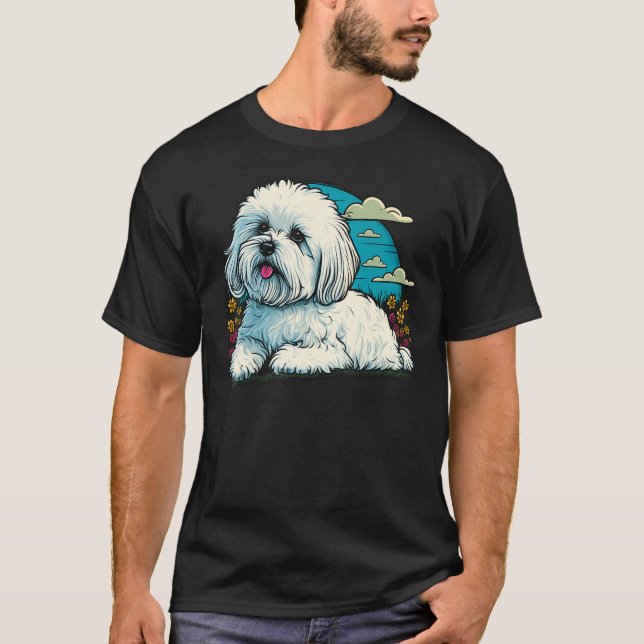 Cute Maltese Dog on Maltese dog  4 T-Shirt (Front)