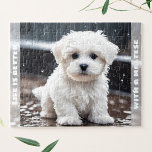 Cute Maltese Dog Puppy Fall Rain Custom Name Jigsaw Puzzle<br><div class="desc">Cute jigsaw puzzle featuring an adorable watercolor dog Maltese puppy in the rain. Makes a cute personalized stocking stuffer or birthday gift for kids and all the dog lovers. Comes with a cardboard carry-case with a puzzle image printed on the lid! Easily personalize the text or leave it blank. -...</div>