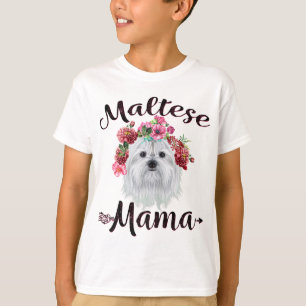 Cute Maltese Mama Flower Dog Lover Gifts T-Shirt