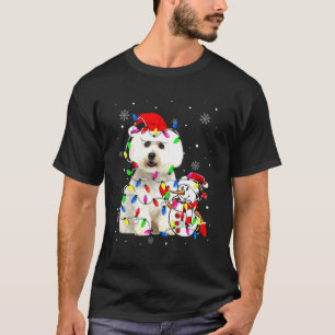 Cute Maltese Santa Hat Christmas Light Xmas T-Shirt