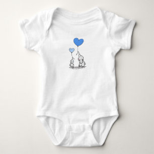 Cute Mama and Baby Elephants Baby One Piece Tee
