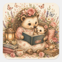 Cute Mama & Baby Hedgehog Cozy Cottagecore