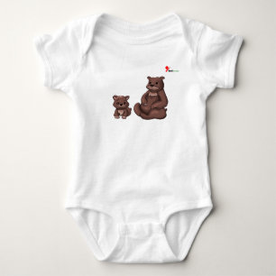 Cute Mama Bear and Cub Illustration Baby Bodysuit