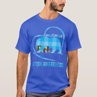 Cute Mama Bear Autism Awareness Mom With Heart Puz T-Shirt